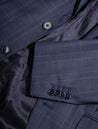 Louis Copeland Check Super 150 Suit Navy 2 Piece 2 Button Notch Lapel Soft Shoulder Flap Pocket 4