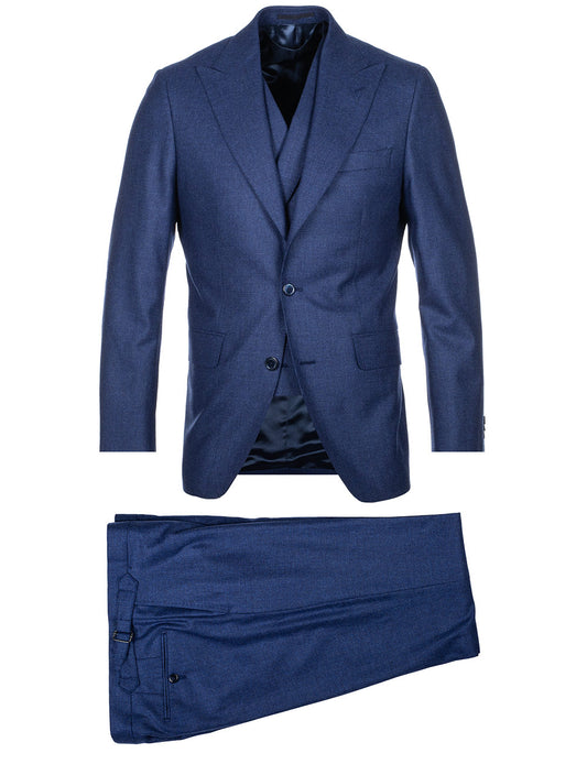 LOUIS COPELAND Check Cashmere Blend 3 Piece Suit Blue
