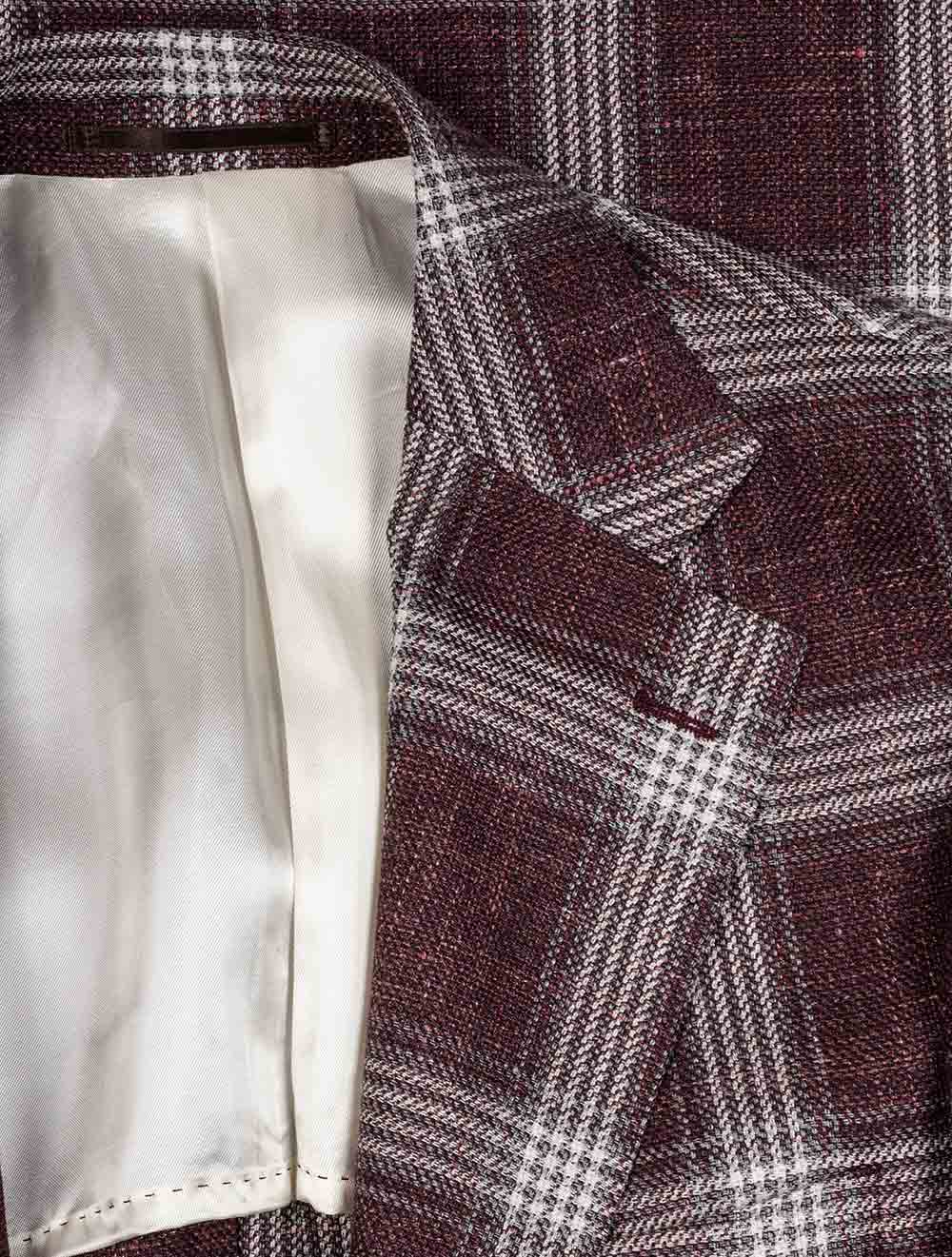 Louis Copeland Burgundy Check Unstructured Jacket Burgundy AI2