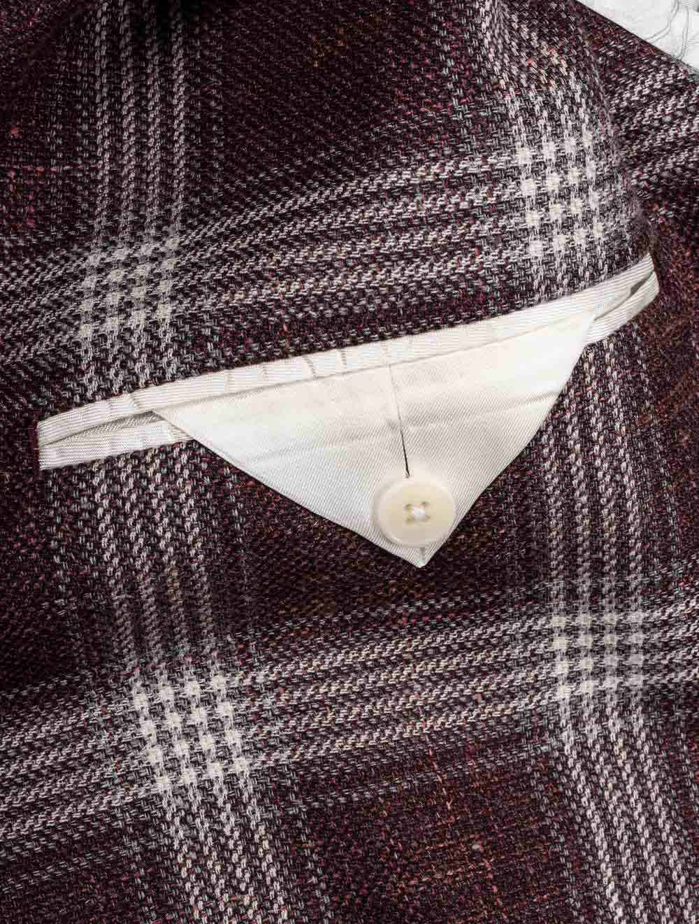 Louis Copeland Burgundy Check Unstructured Jacket Burgundy AI4