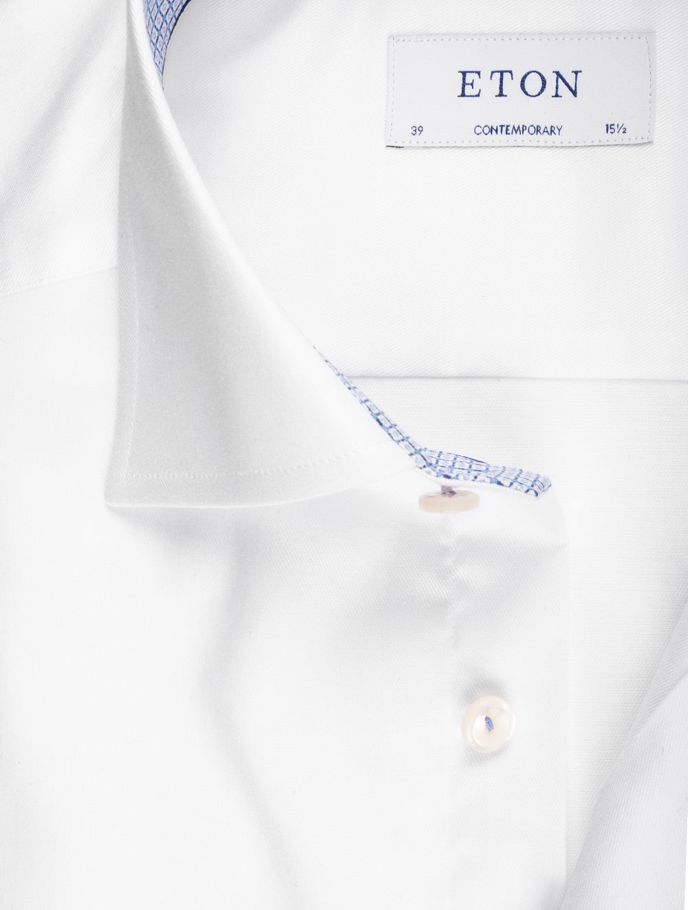 Eton White Stretch Plain Inlay Formal Contemporary Shirt AI1