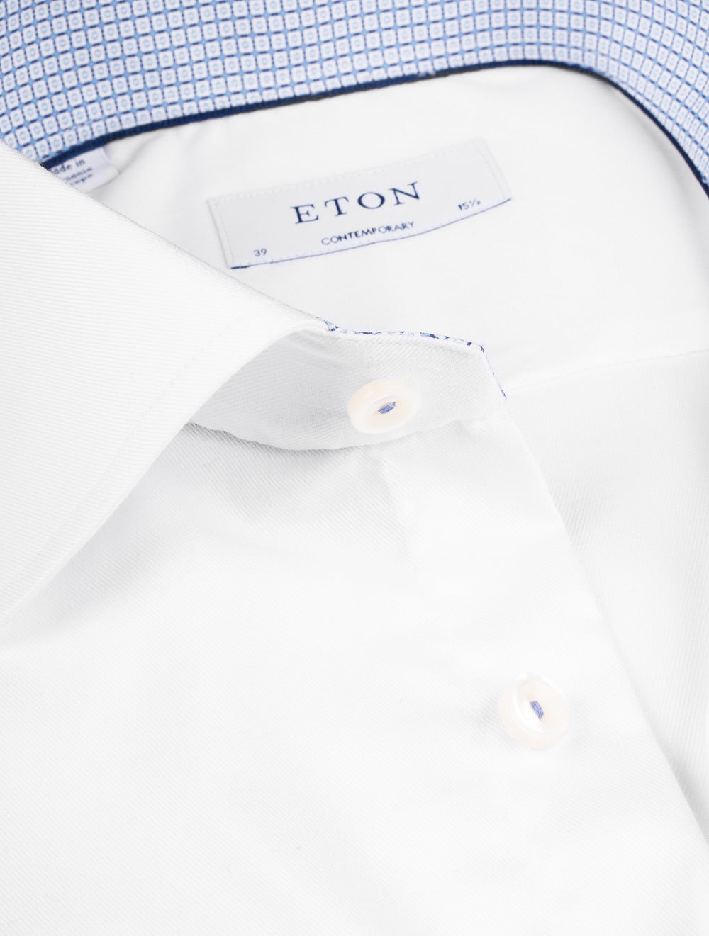 Eton White Stretch Plain Inlay Formal Contemporary Shirt AI2