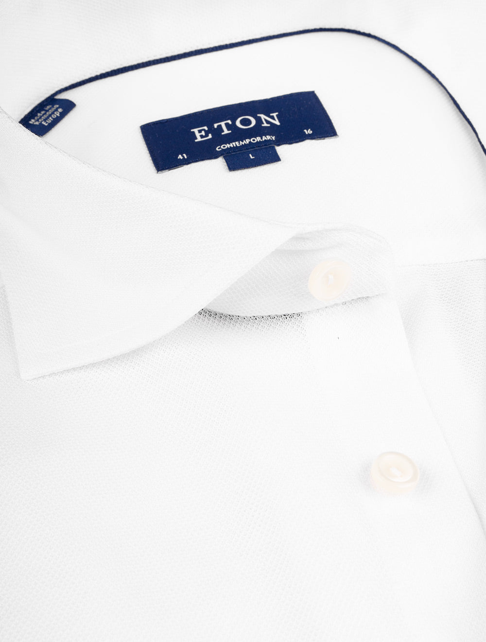 Chemise en jersey piqué Eton Contemporary blanche Chemises décontractées élégantes pour hommes maintenant dans les magasins Louis Copeland Sons en
