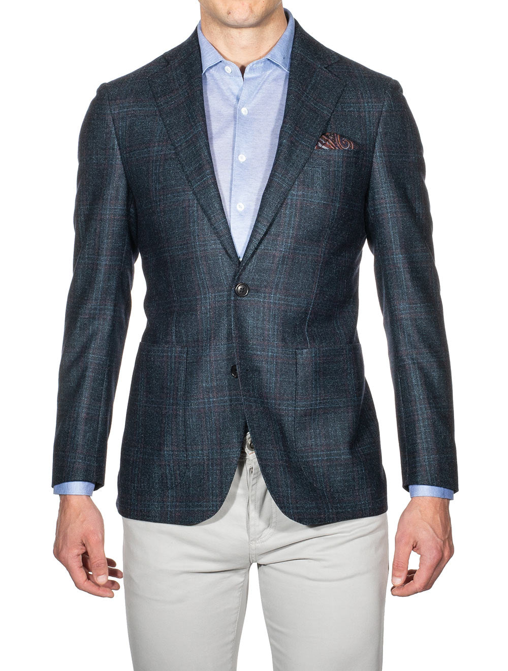Louis Copeland Half Lined Check Jacket Blue MI