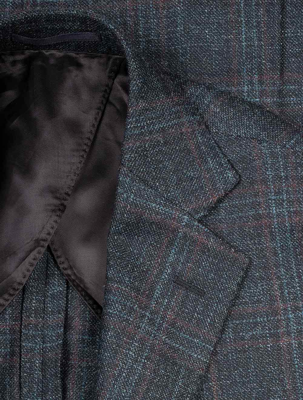 Louis Copeland Half Lined Check Jacket Blue AI2