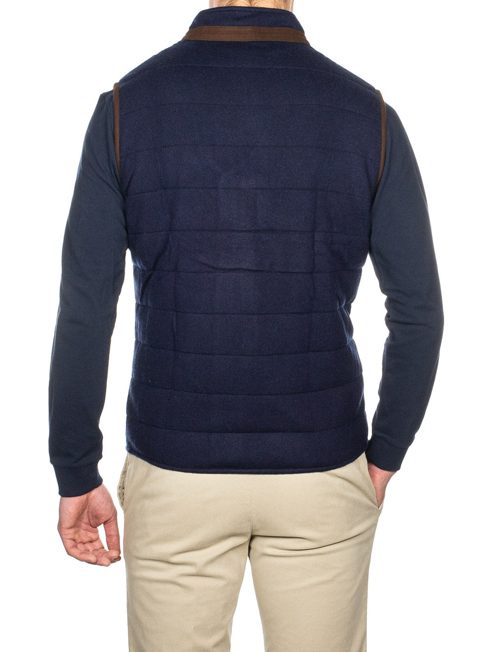 Wool Cashmere Full Zip Vest Navy