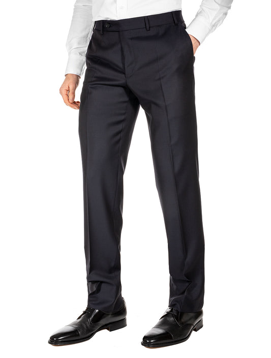 Navy Canali Wool Formal Trousers