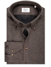 Stenstroms Luxury Flannel Fitted Shirt Dk Brown Melange