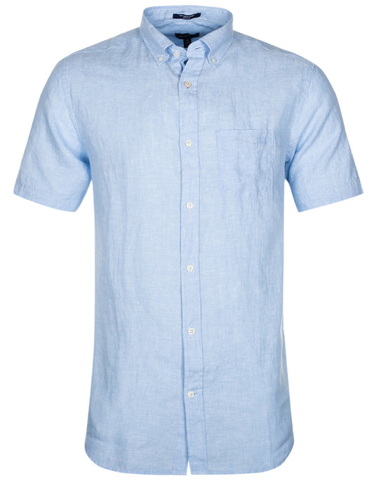 Regular Linen Short Sleeve Shirt Capri Blue
