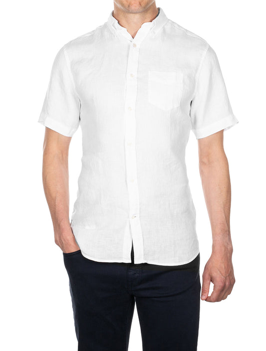 Regular Linen Short Sleeve Shirt White