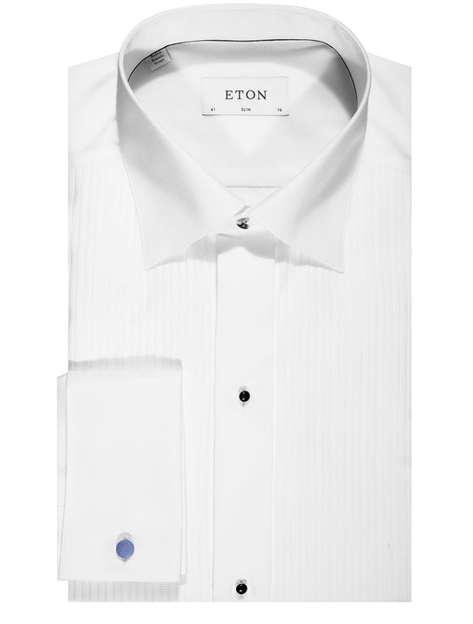 Eton White Pleated Slim Fit Shirt
