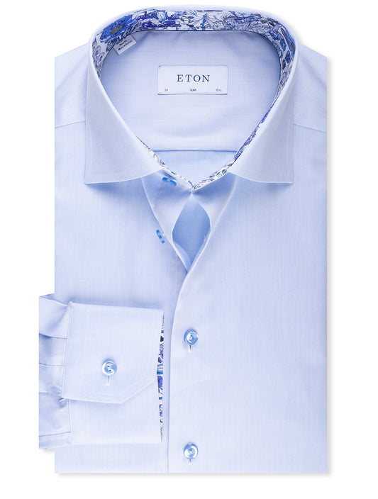 ETON Slim Fit Flower Inlay Shirt Blue