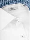 Stenstroms Plain White Shirt with Contrast Inlay