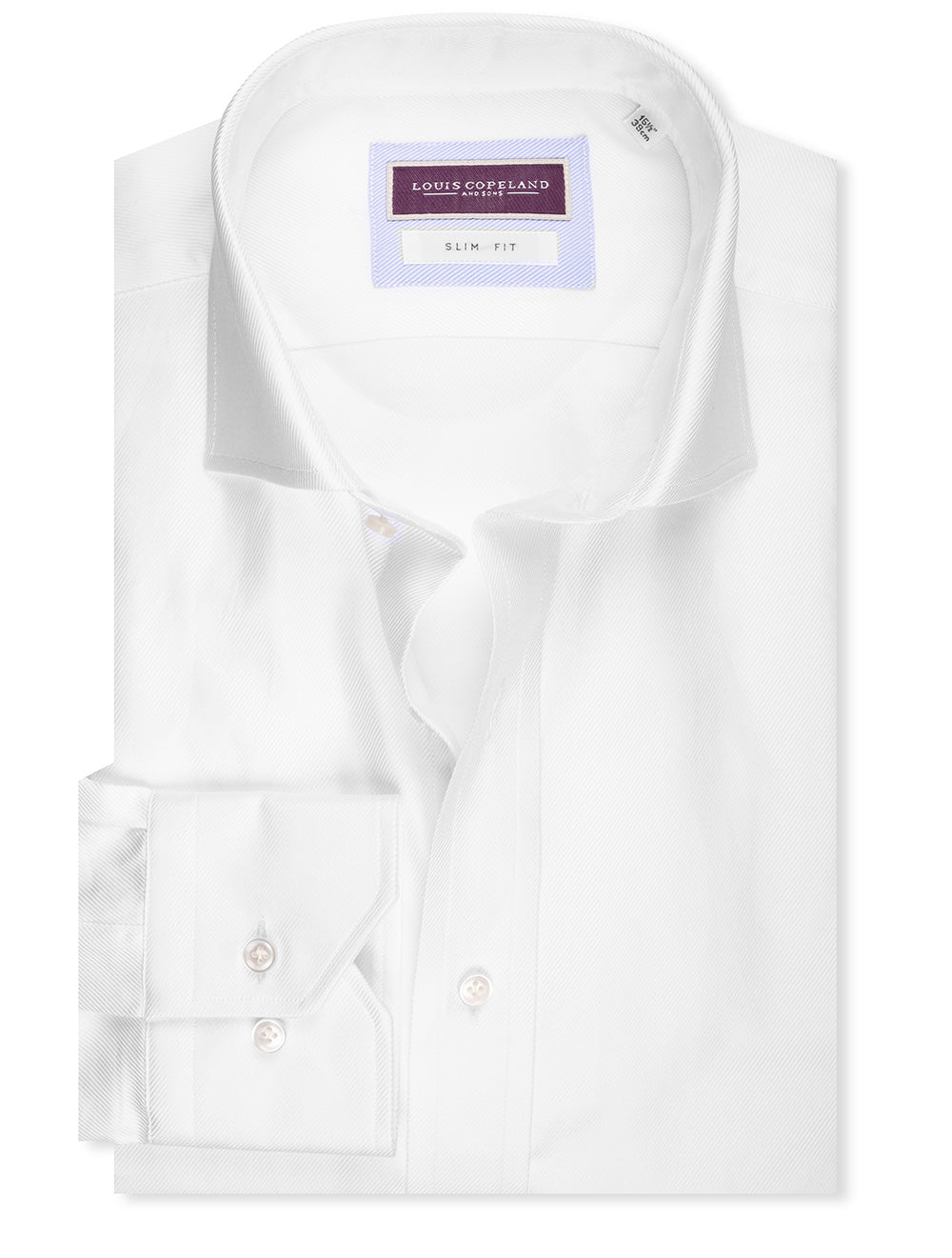 Louis Copeland Slim Fit Thomas Mason Twill Single Cuff Shirt White MI