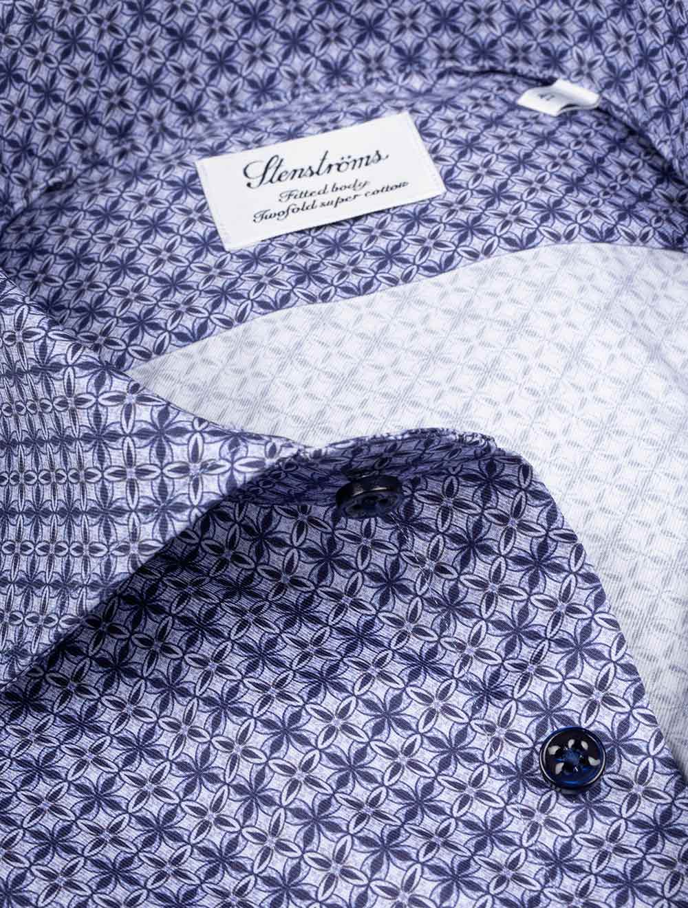 Fitted Pattern Shirt Navy 141