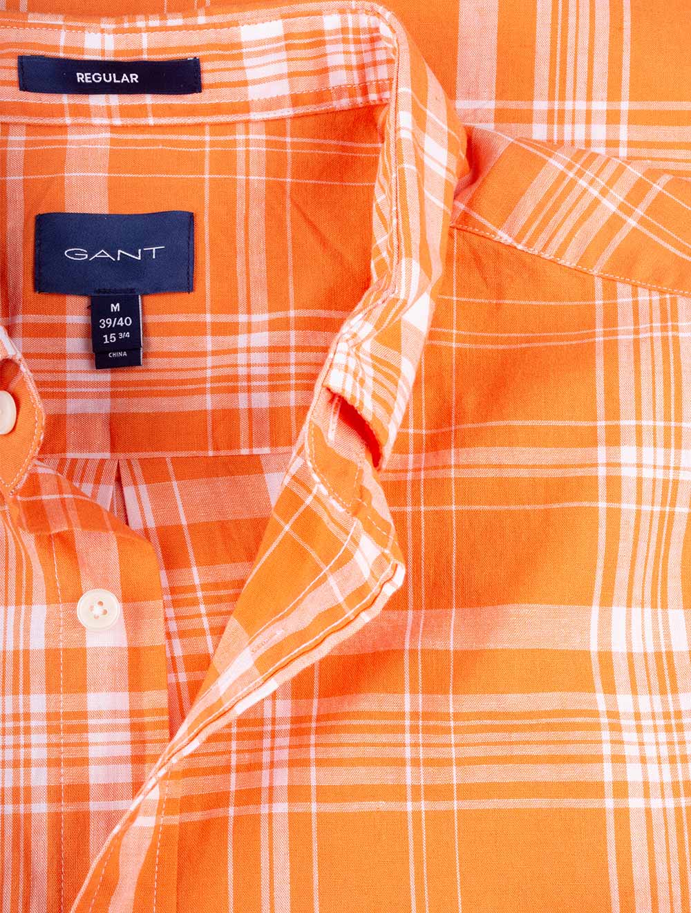 Sleeve Regular Apricot Orange Short GANT Cotton Linen