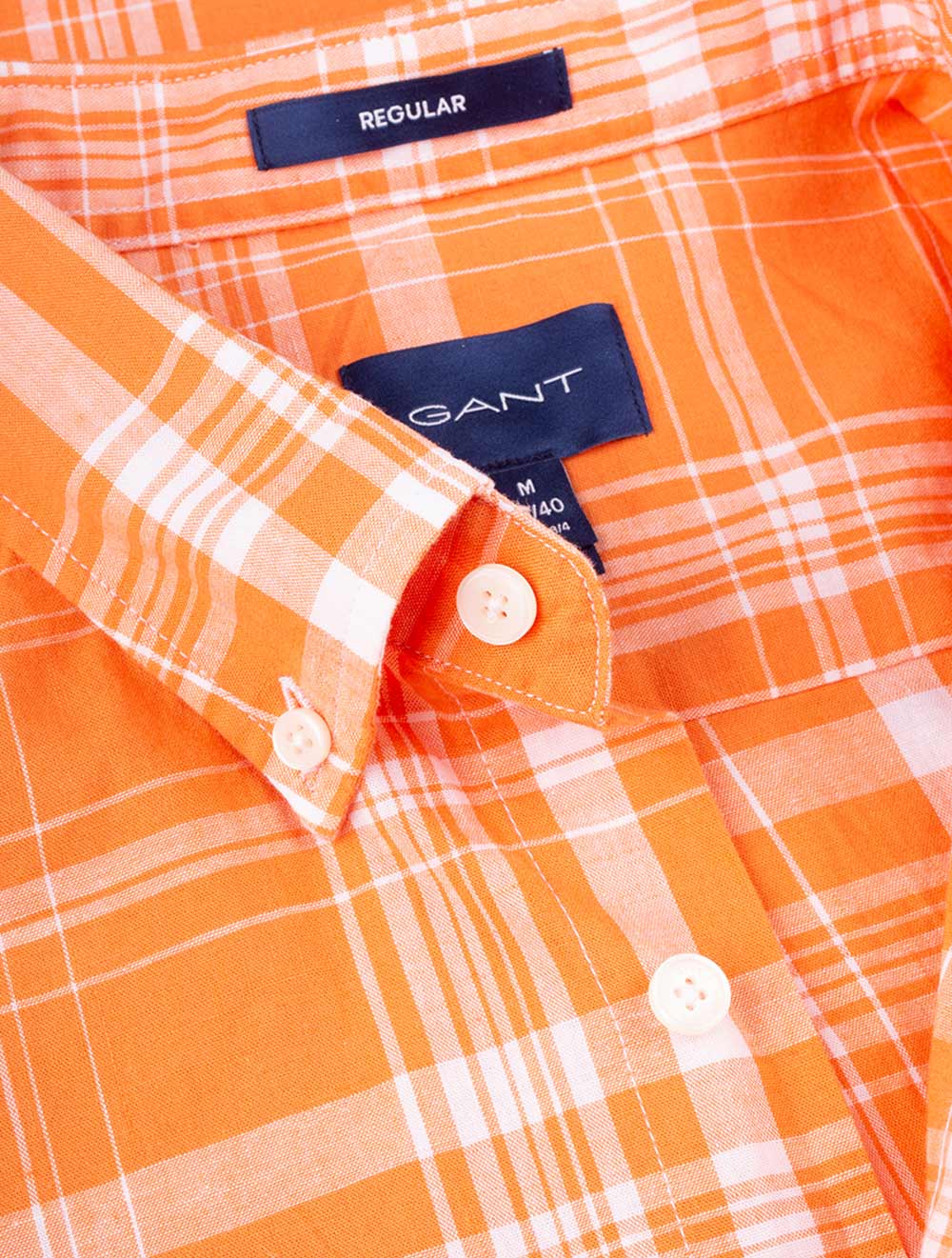 Sleeve Orange GANT Cotton Apricot Short Linen Regular