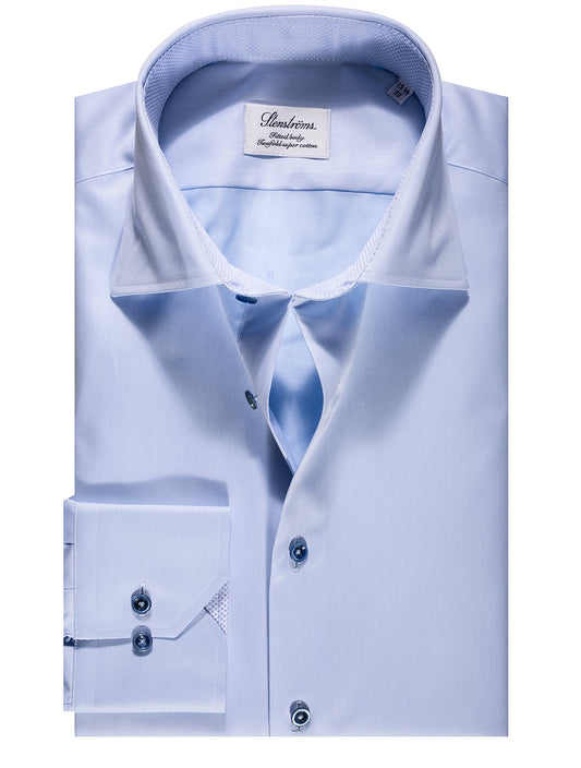 Stenstroms Plain Shirt With Inlay Blue
