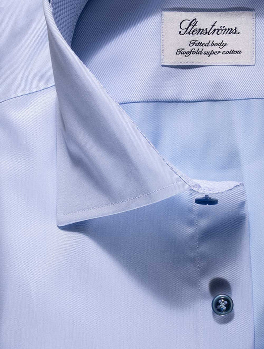 Stenstroms Plain Shirt With Inlay Blue