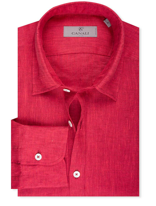 CANALI Linen Shirt Red
