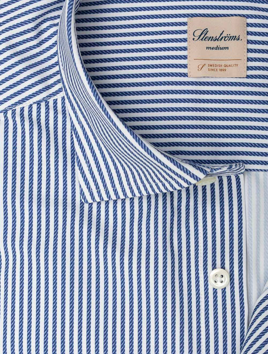 STENSTORMS Jersey Striped Stretch Shirt Blue