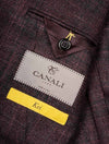Canali Kei Unlined Check Jacket Burgundy 2 Button Single Breasted Soft Shoulder Patch Pockets 3