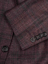 Canali Kei Unlined Check Jacket Burgundy 2 Button Single Breasted Soft Shoulder Patch Pockets 4