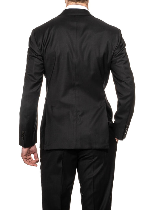 Louis Copeland Plain Suit Black 2 Piece 2 Button Notch Lapel Flap Pockets 2