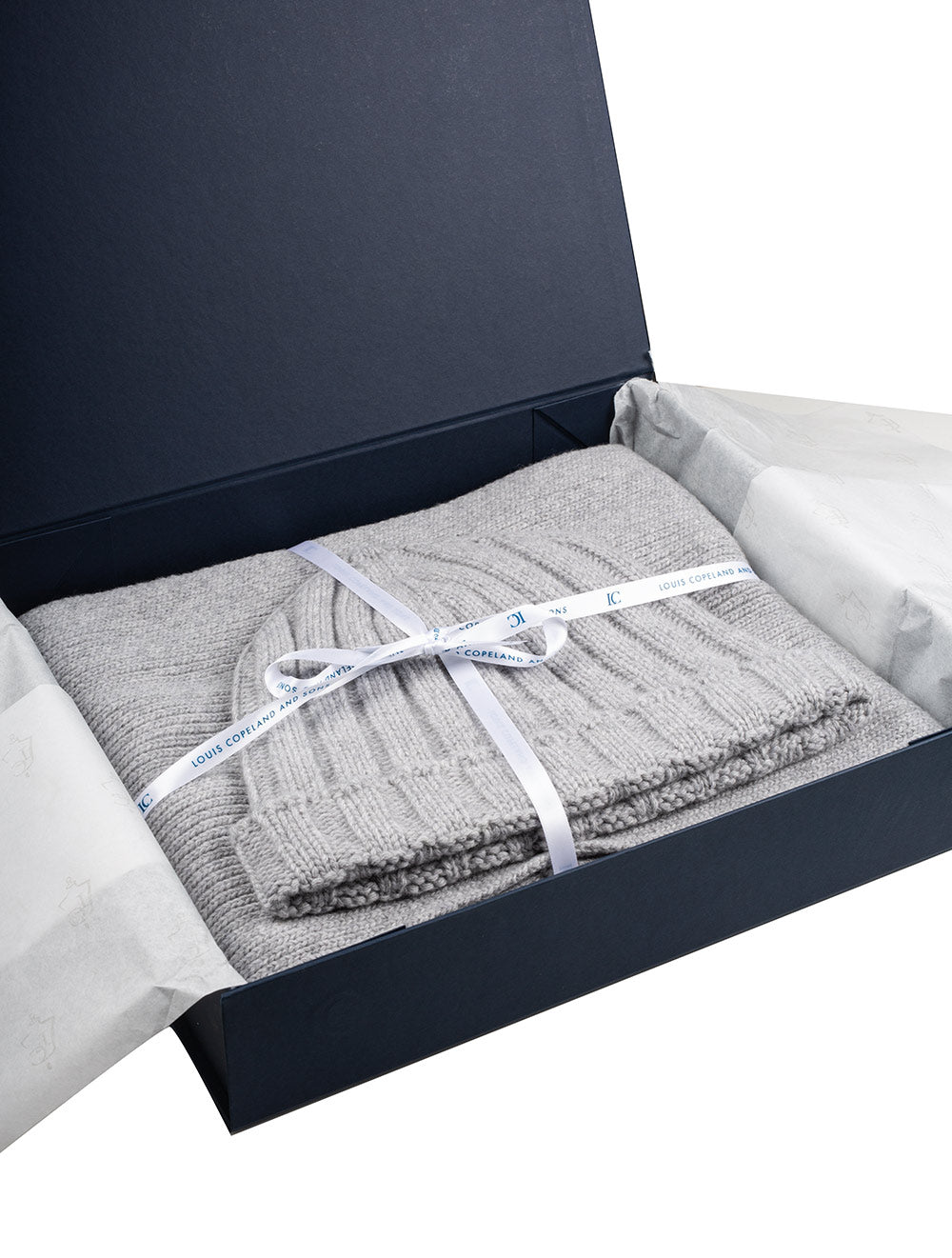 LC Cashmere Blend Hat and Scarf Set Grey