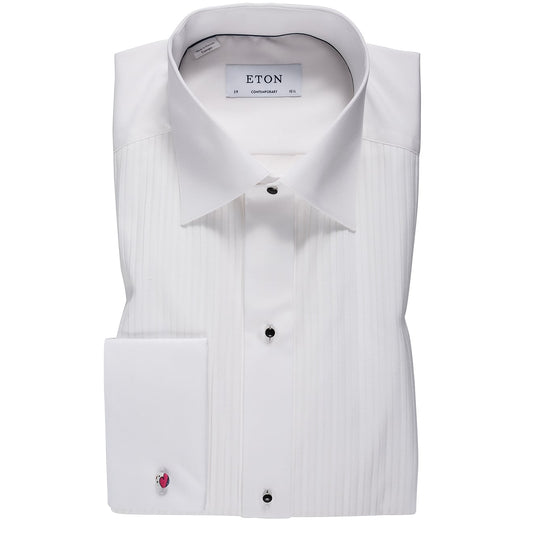 ETON Contemporary Fit Pleated Dress Shirt White