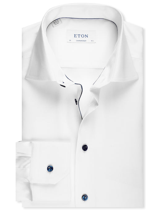 Eton Signature Twill Shirt with Navy Details