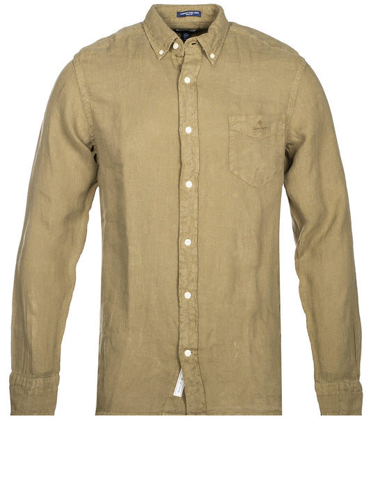 GANT Regular Fit Garment Dyed Linen Shirt Racing Green
