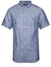 Regular Linen Short Sleeve Shirt Persian Blue