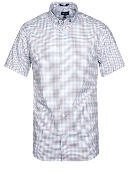 GANT Regular Fit Twill Short Sleeve Shirt Hamptons Blue