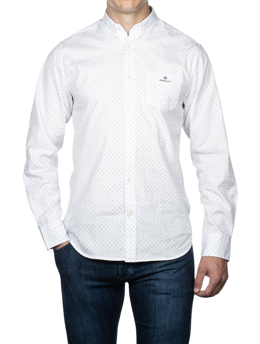 GANT Regular Fit Micro Paisley Oxford Shirt White
