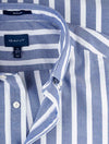 GANT Regular Fit Stripe Pastel Short Sleeve Oxford Shirt College Blue