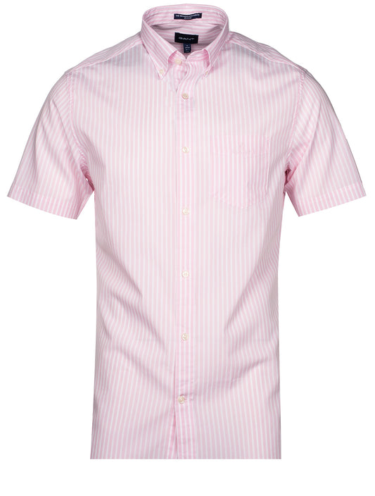 Regular Fit Stripe Short Sleeve Broadcloth Shirt California Pink