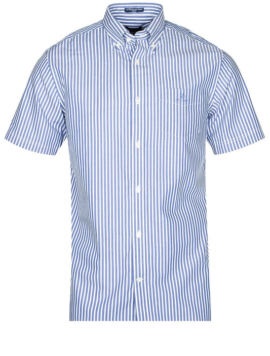 Regular Fit Stripe Short Sleeve Broadcloth Shirt College Blue