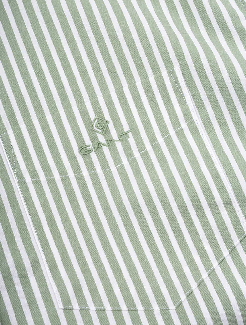 Regular Fit Stripe Short Sleeve Broadcloth Shirt Kalamata Green