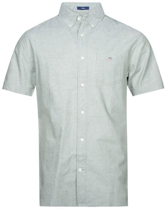 GANT Regular Cotton Linen Short Sleeve Shirt Kalamata Green