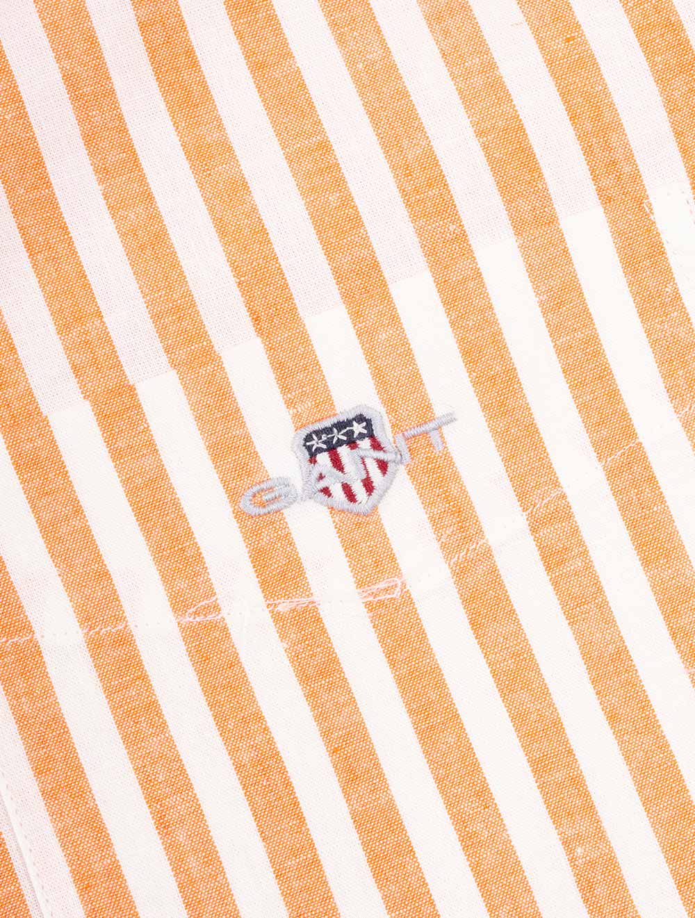 Gant Regular Cotton Linen Stripe Shirt Apricot Orange AI2