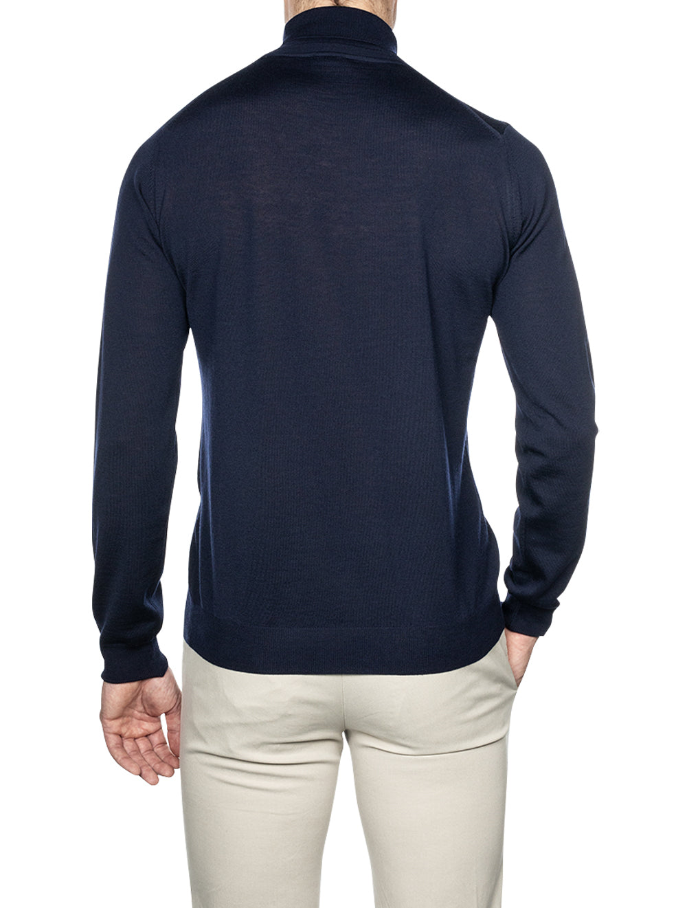 Stenstroms Navy Roll Neck Fine Merino Wool Jumper AI1