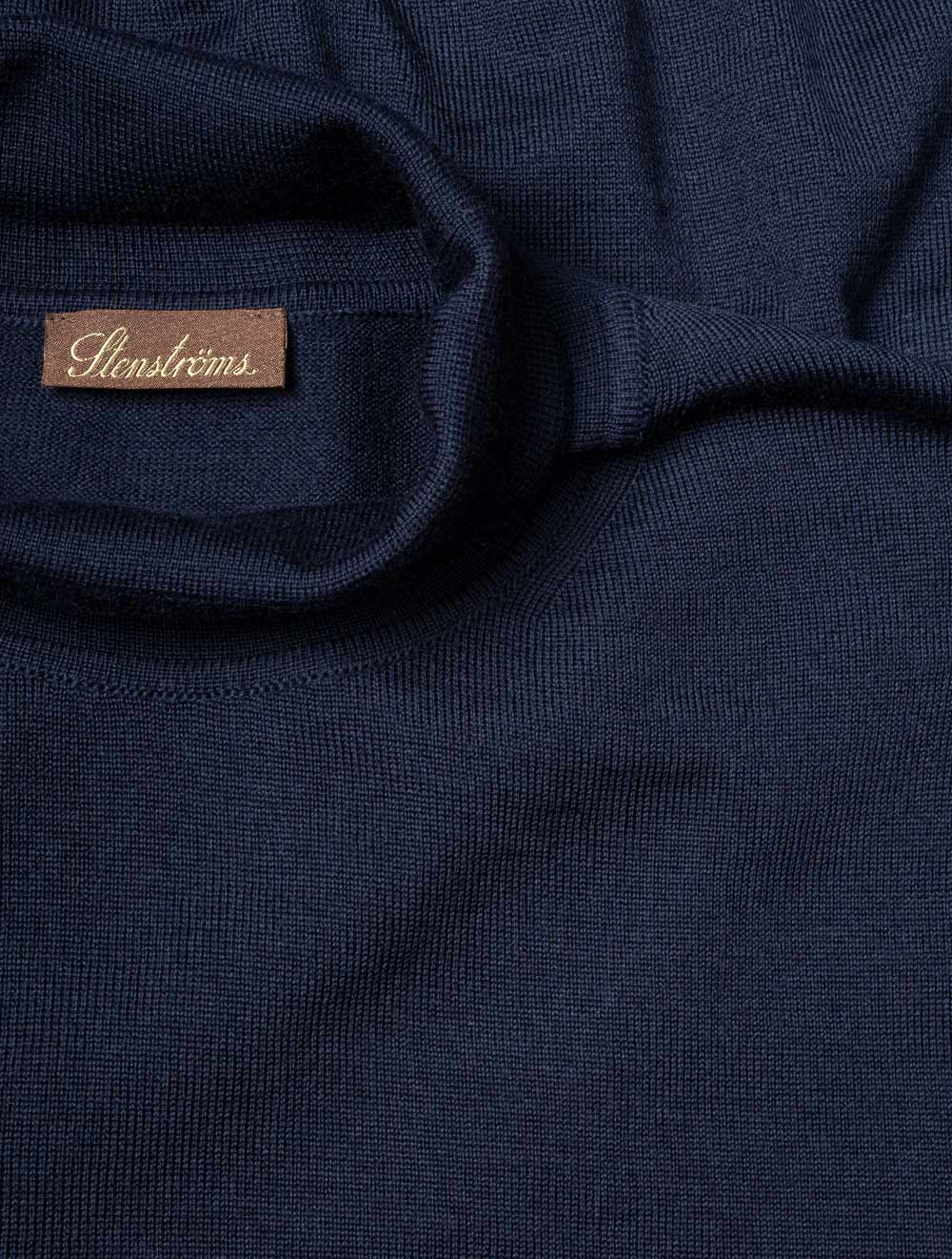 Stenstroms Navy Roll Neck Fine Merino Wool Jumper AI2