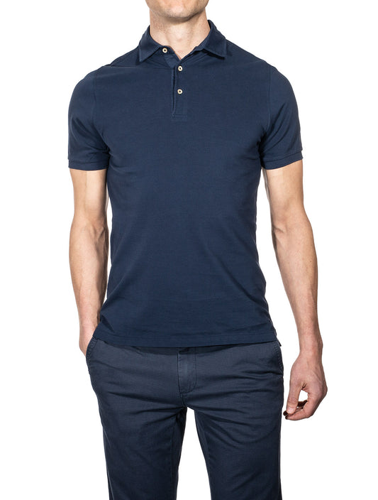 Stenstroms Pigment Dyed Polo Shirt-Navy