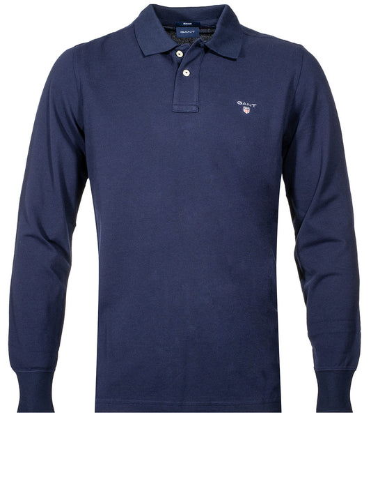 GANT Original Long Sleeve Polo Shirt Evening Blue