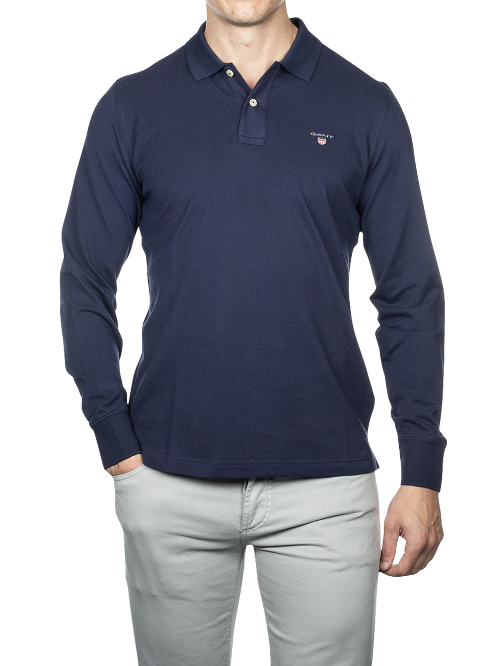 GANT Original Long Sleeve Polo Shirt Evening Blue | 