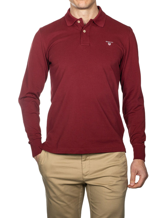 GANT Original Long Sleeve Piqué Polo Shirt Cabernet Red
