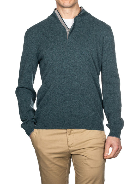 Half Zip Wool And Cashmere Green
