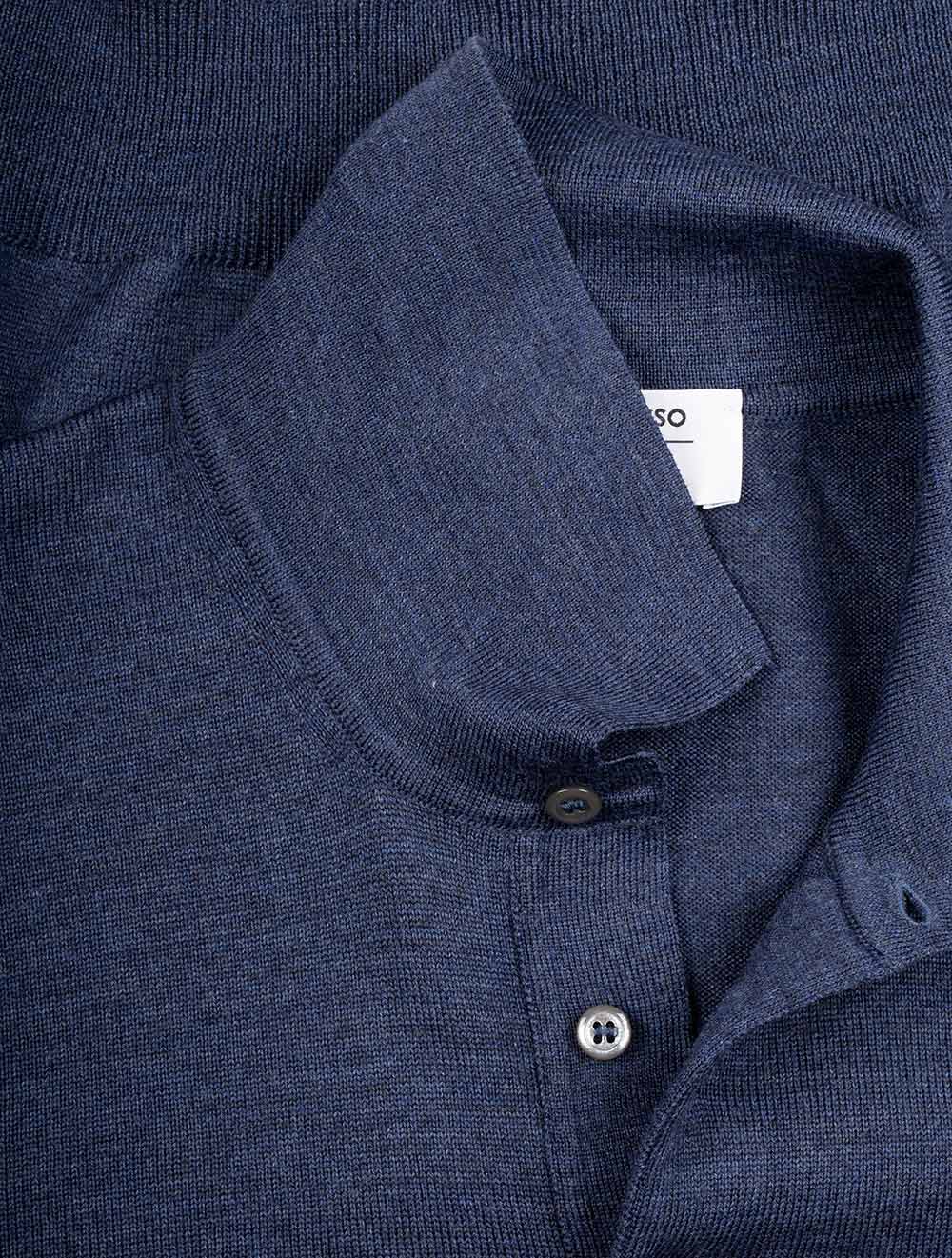 3 Button Longsleeve Polo Shirt Blue