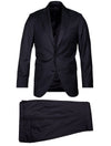 Louis Copeland Ascot Suit Navy 2 piece 2 button notch lapel soft shoulder flap pockets 1